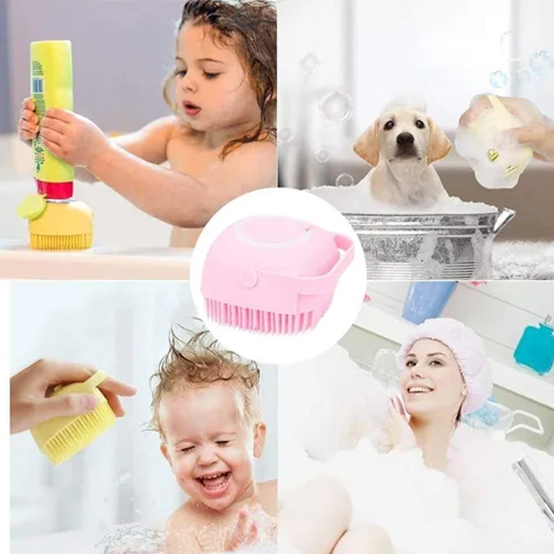 Esponja De Silicone Para Banho Massageador Dispenser Shampoo